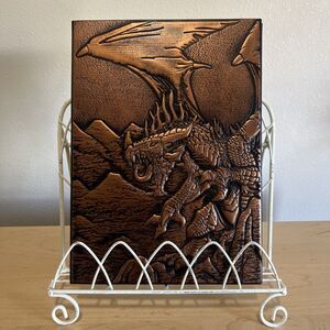 DND Dungeon Master Screen Faux Leather Embossed Dragon & Mimic Four Panel Gift